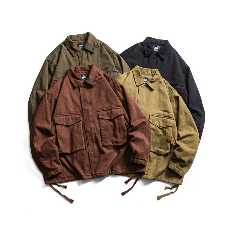 Herren Boxy-Utility-Blousonjacke aus Canvas mit aufgesetzten Pattentaschen und Kordelzugsaum Echoarchiv