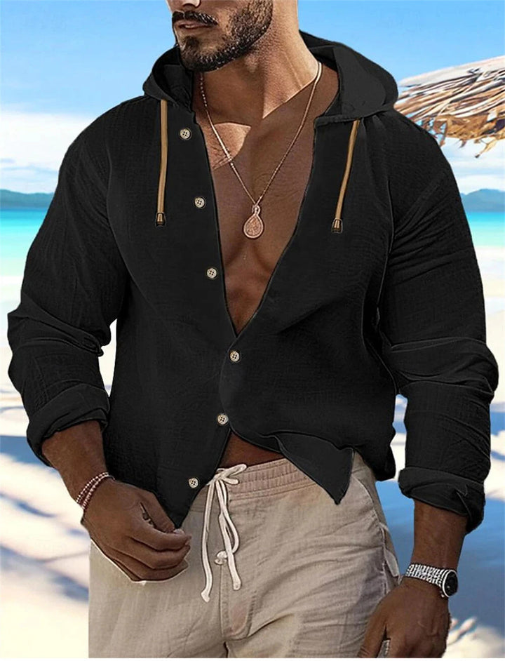 Herren lässiges Hemd mit Kapuze und Knopfleiste Echoarchiv