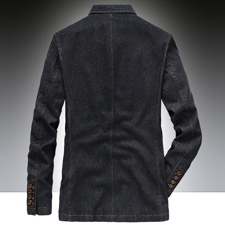 Herren Denim-Sakko im smart-casual Slim-Fit mit aufgesetzten Taschen und Reverskragen – Tianoro