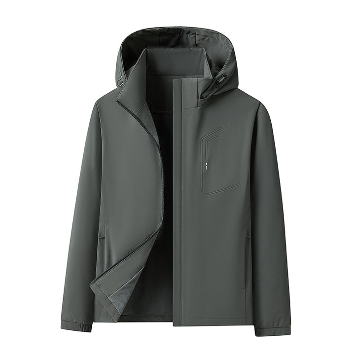 Herren Wasserabweisende Softshell-Jacke mit Kapuze nahtminimaler Optik & Brusttasche Echoarchiv