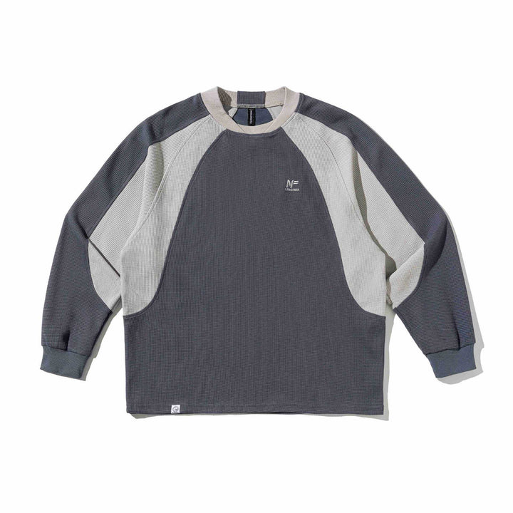 Herren Waffelstruktur-Sweatshirt mit Raglanärmeln und kontrastierenden Einsätzen Echoarchiv