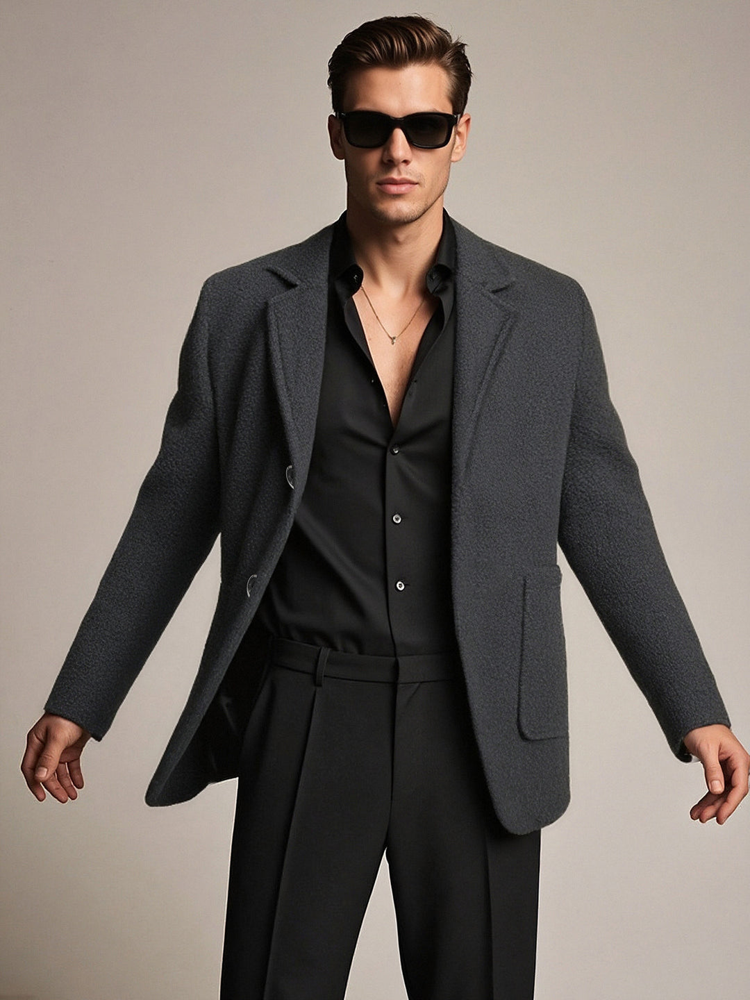 Herren eleganter strukturierter Blazer mit praktischen Taschen Echoarchiv