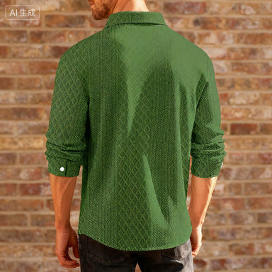 Herren strukturiertes Langarmhemd mit modernem Design Echoarchiv