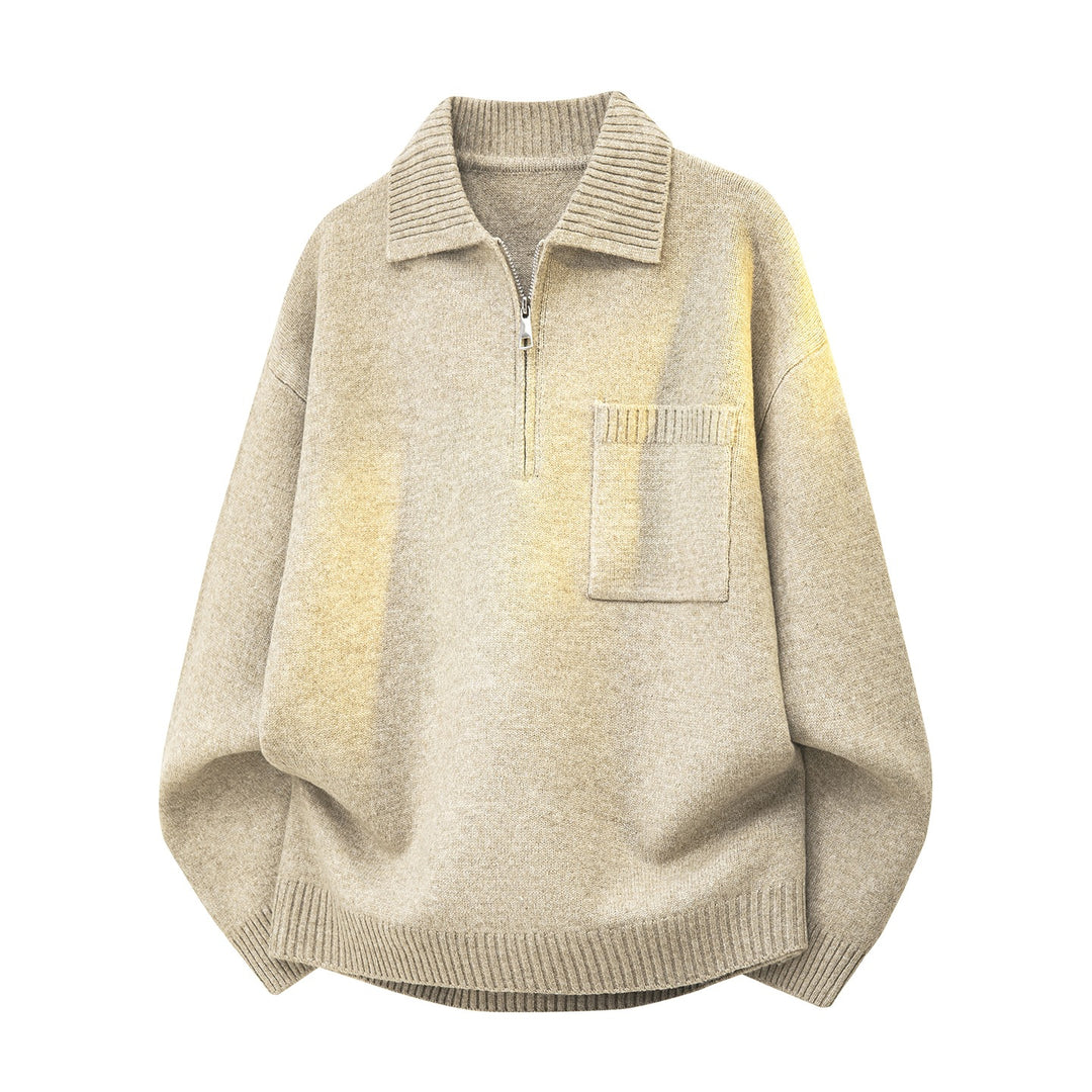 Damen Oversize-Strickpullover mit Halbzip, Rippkragen und Brusttasche Echoarchiv