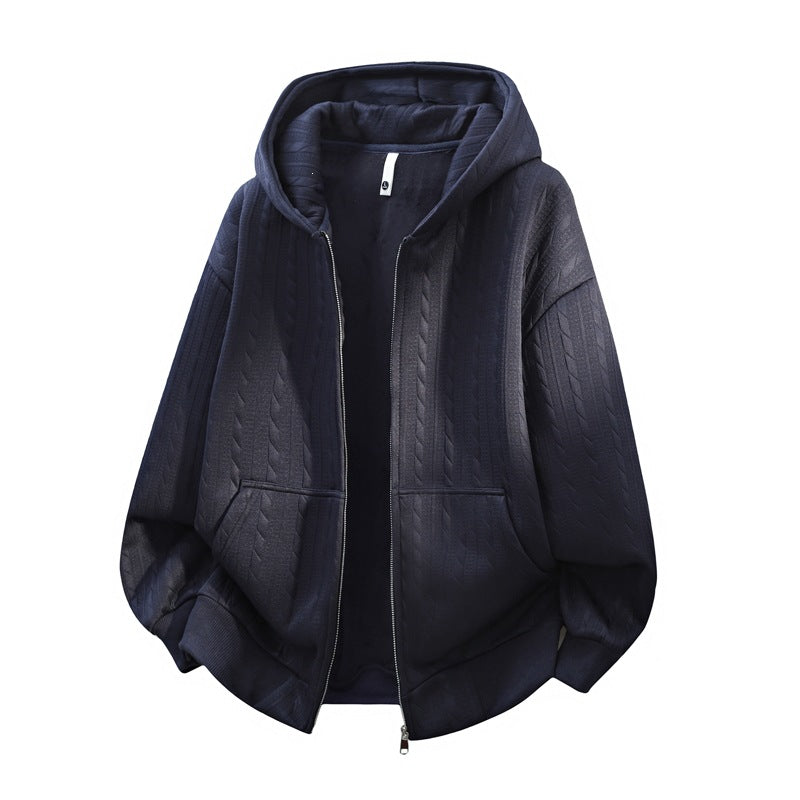Damen Oversize Strick‑Kapuzenjacke mit Zopfmuster, Reißverschluss & Kängurutaschen Echoarchiv