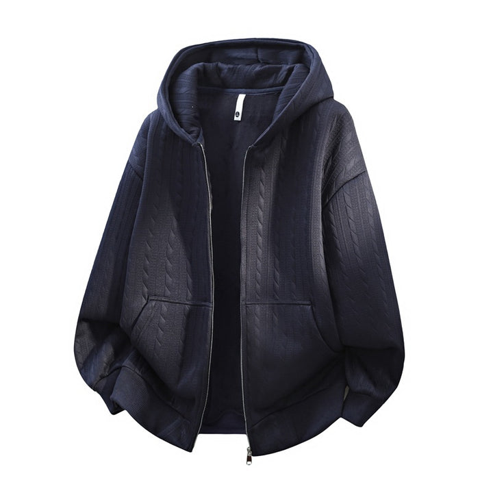 Damen Oversize Strick‑Kapuzenjacke mit Zopfmuster, Reißverschluss & Kängurutaschen Echoarchiv