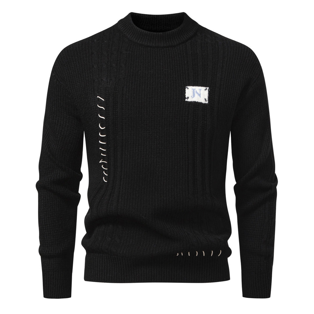 Herren Strukturiertes Rippstrick-Pullover mit Ziernähten und Logo‑Patch Echo Archiv