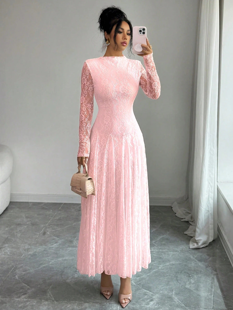 Damen Elegantes Hochzeitskleid mit Spitzenärmeln Echo Archiv