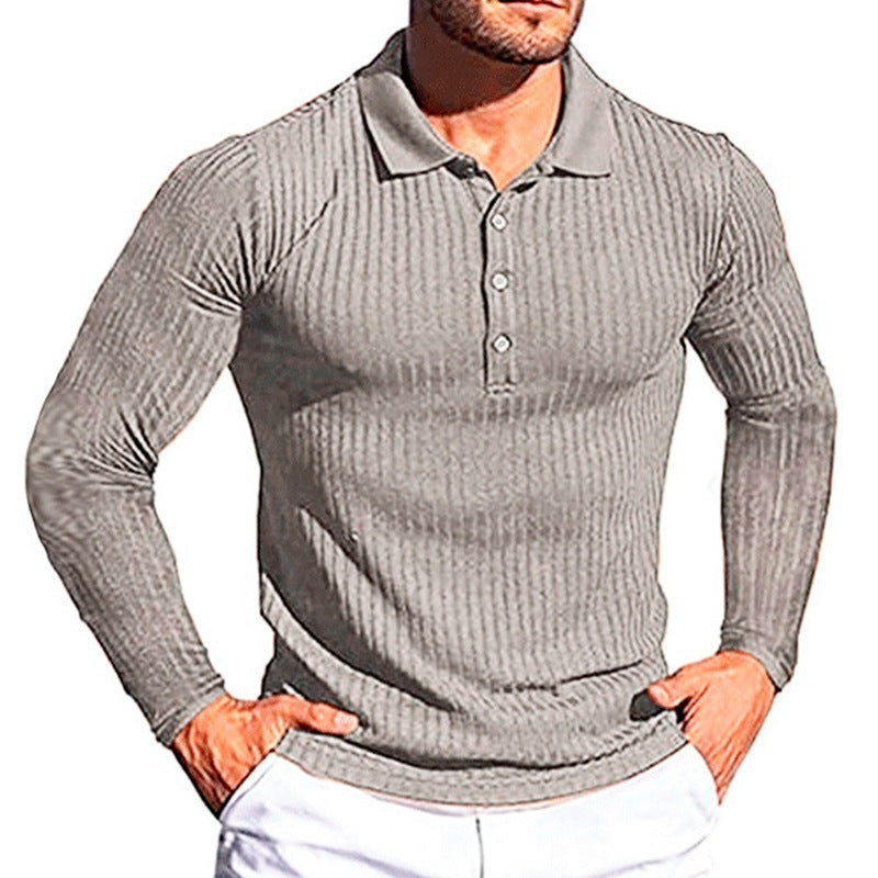 Herren Langarm Poloshirt mit strukturiertem Design Echoarchiv