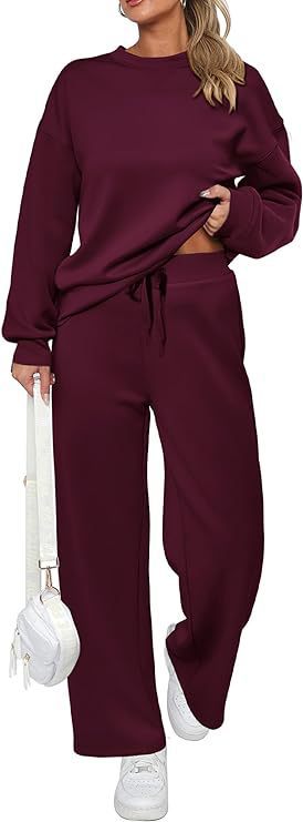 Damen zweiteiliges French-Terry Lounge-Set mit oversized Rundhals-Pullover und weitem Highwaist-Jogger – Avérine