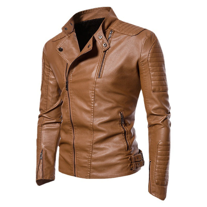 Herren Kunstleder‑Bikerjacke mit gesteppter Schulter‑ und Ärmelpartie – Valtoré