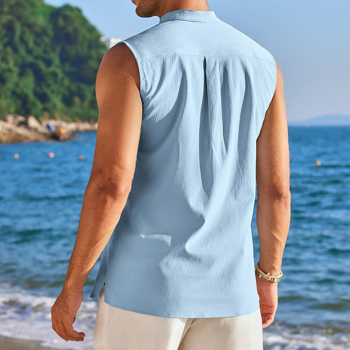Herren Ärmelloses Henley-Shirt aus atmungsaktivem und leichtem Material Echoarchiv