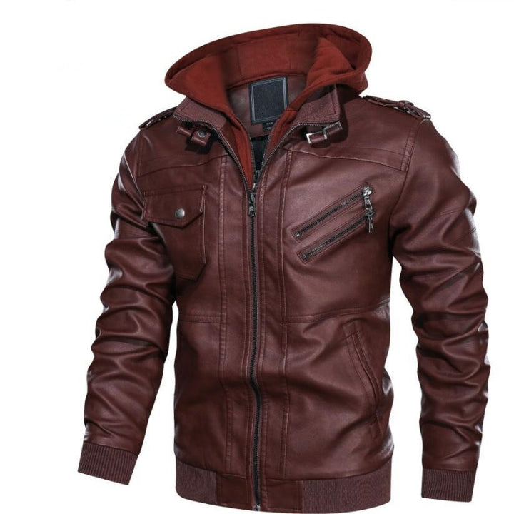 Herren stylische Kunstlederjacke mit abnehmbarem Innenfleece Echo Archiv