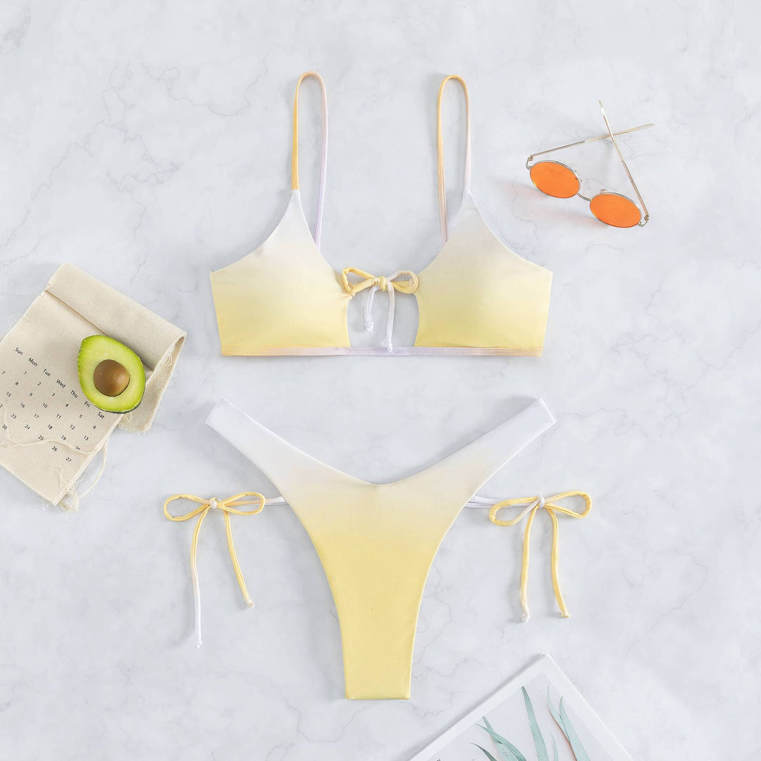 Damen Triangel-Bikini mit anpassbarem Knoten-Design und elegantem Farbverlauf Echo Archiv