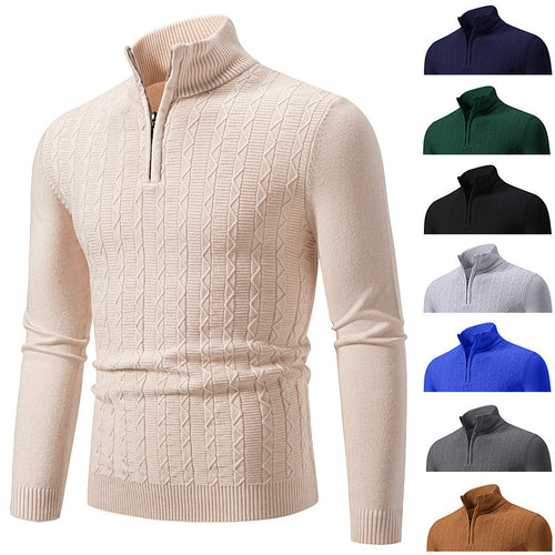 Herren modischer Strickpullover mit Stehkragen und Reißverschluss Echoarchiv