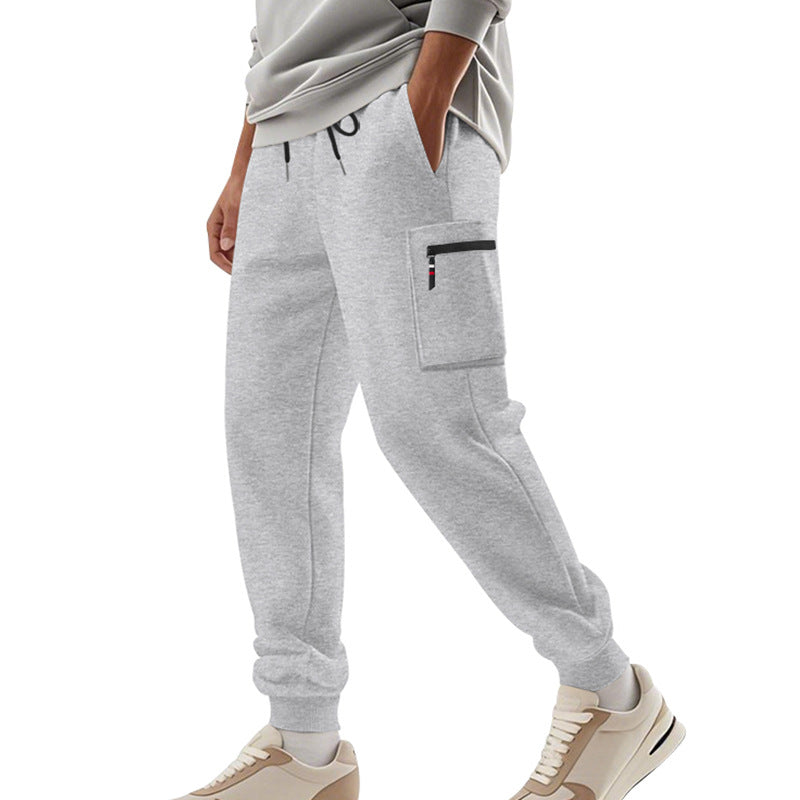 Herren Cargo-Jogginghose mit Reißverschluss-Cargotasche, elastischem Bund und geripptem Saum – Bravaro