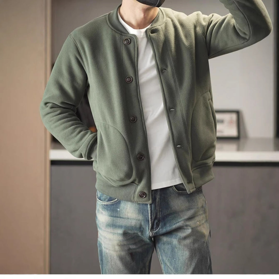 Herren Bequeme Fleecejacke mit Knöpfen Echo Archiv