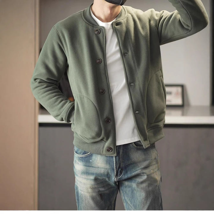 Herren Bequeme Fleecejacke mit Knöpfen Echo Archiv