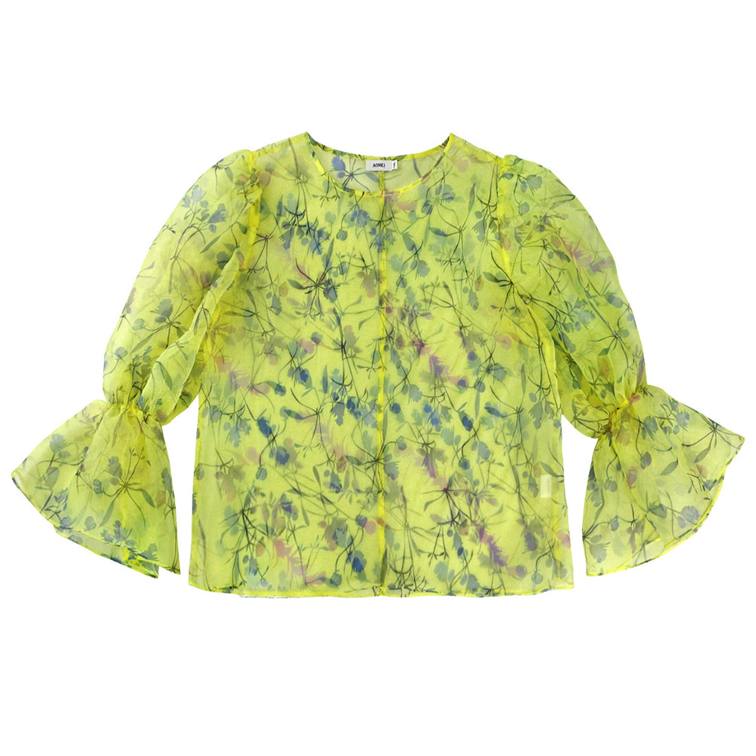 Damen blumige Chiffonbluse mit voluminösen Ärmeln – Élovi