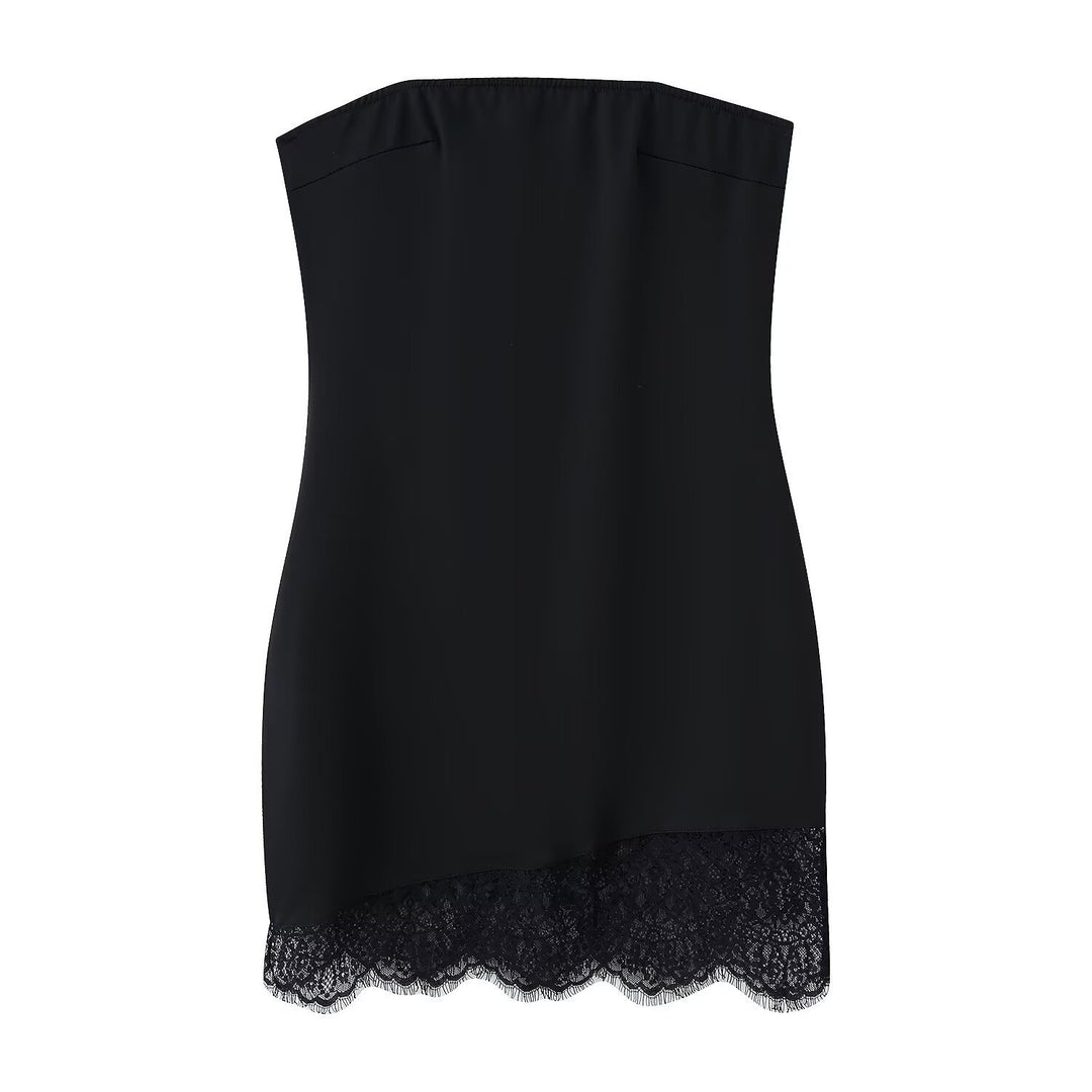 Damen Spitzen-Hängerchenkleid mit elegantem Rückenausschnitt und charmantem Saum Echo Archiv