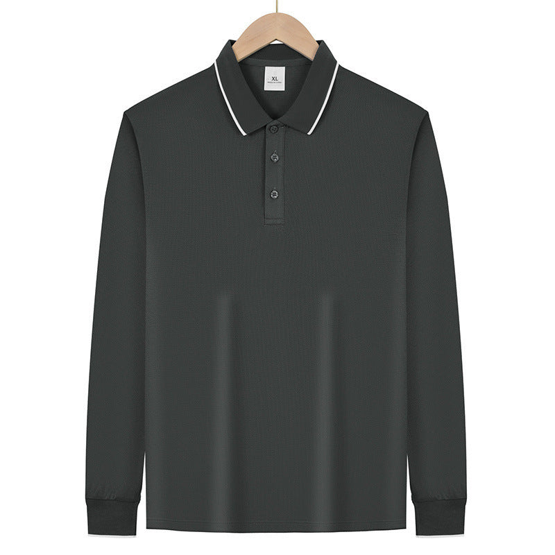 Herren Langärmeliges Funktions-Poloshirt mit Piquéstruktur und Kontrastkragen – Cavello