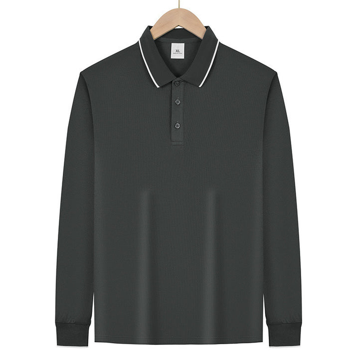 Herren Langärmeliges Funktions-Poloshirt mit Piquéstruktur und Kontrastkragen – Cavello
