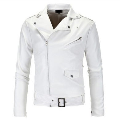 Herren Bikerlederjacke mit asymmetrischem Reißverschluss und praktischen Taschen Echoarchiv