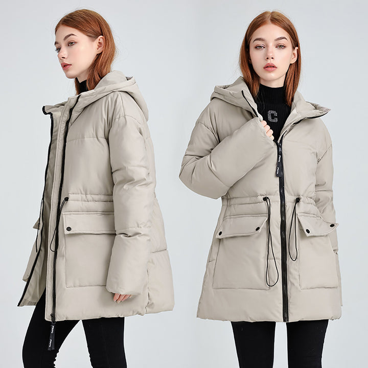 Damen Wattierter Parka mit Kapuze, Tunnelzug und Pattentaschen Echo Archiv