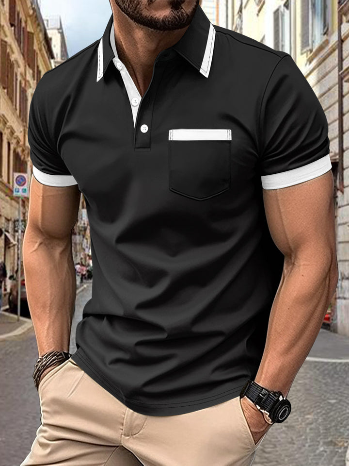 Herren modisches Kurzarm-Polohemd mit kontrastierenden Details Echoarchiv