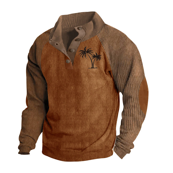 Herren lässiger Pullover mit modischem Stehkragen und kontrastierenden Ärmelstrukturen Echoarchiv