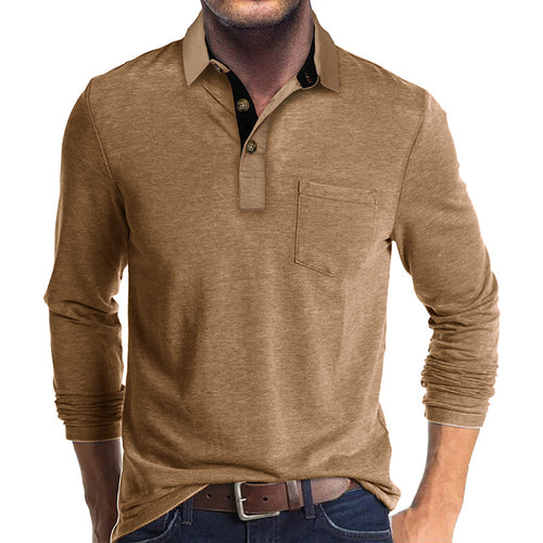 Herren Langarm Poloshirt mit modernem Kragen und Brusttasche Echoarchiv