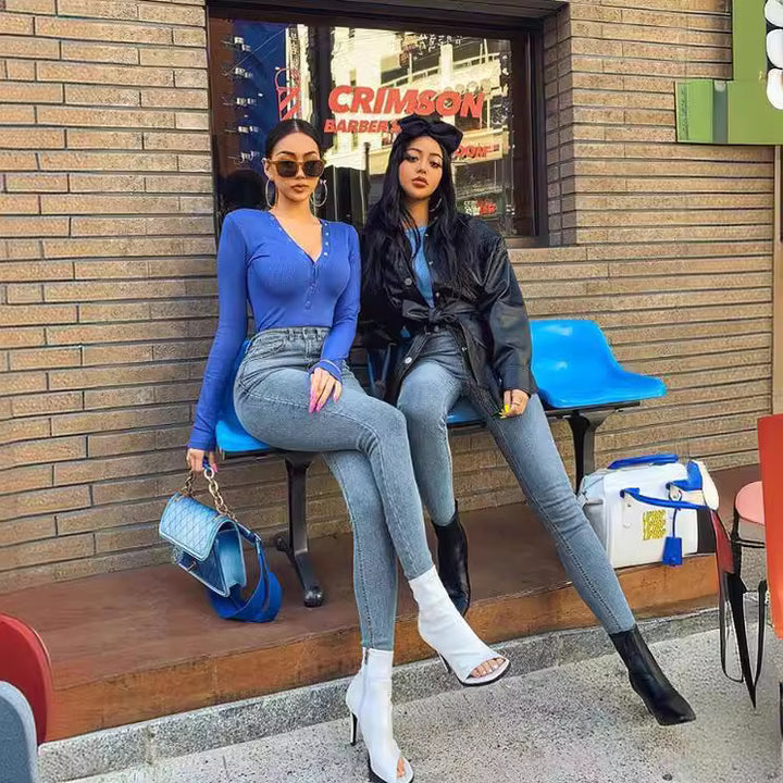 Damen nan hoch taillierte formende Skinny-Jeans aus Stretch-Denim mit Push-up-Effekt Echo Archiv
