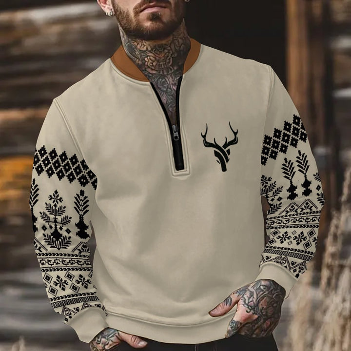 Herren Sweatshirt mit modernem Reißverschluss und traditionellem Design Echoarchiv
