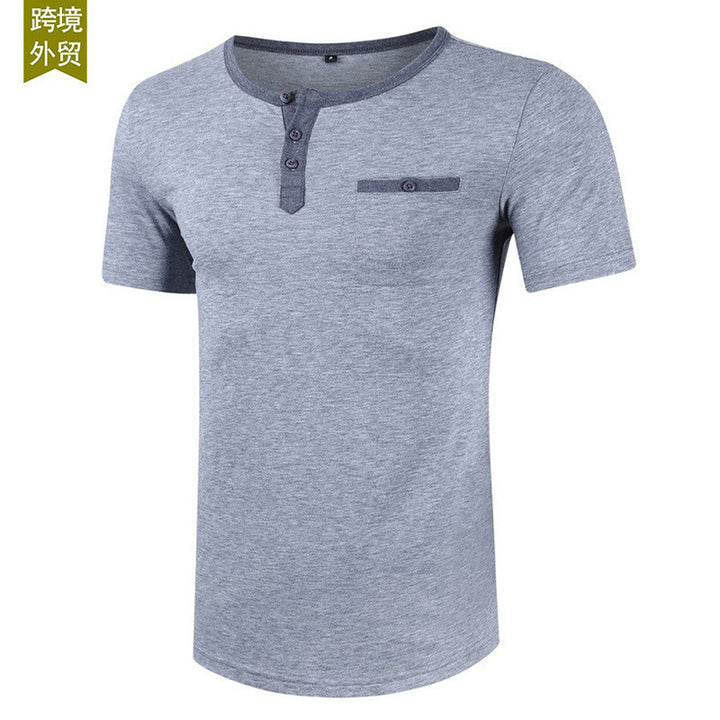 Herren Kurzarm-Henley Shirt mit strukturiertem Kragen Echoarchiv