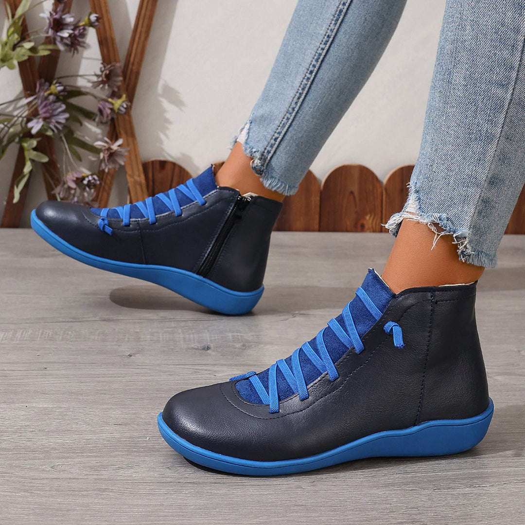 Damen nan sportliche knöchelhohe Schnürstiefelette mit seitlichem Reißverschluss und flexibler Gummisohle Echo Archiv