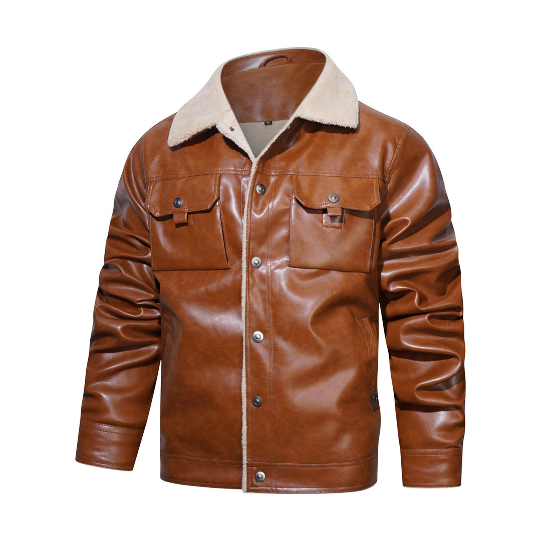 Herren modische Kunstlederjacke mit Teddyfutter Echoarchiv