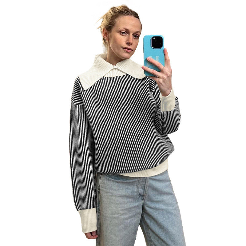 Damen Oversized Pullover mit Kragen Echo Archiv