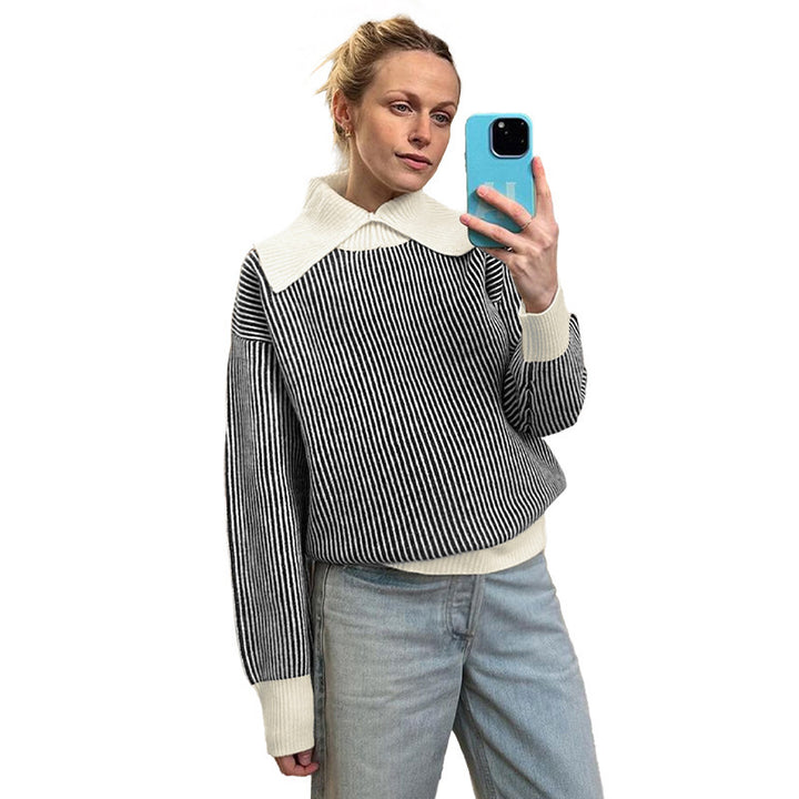Damen Oversized Pullover mit Kragen Echo Archiv