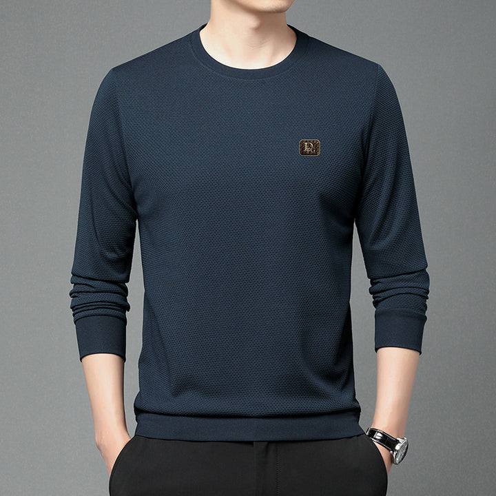 Herren hochwertiger Rundhals-Pullover mit strukturiertem Gewebe und modischem Design Echoarchiv