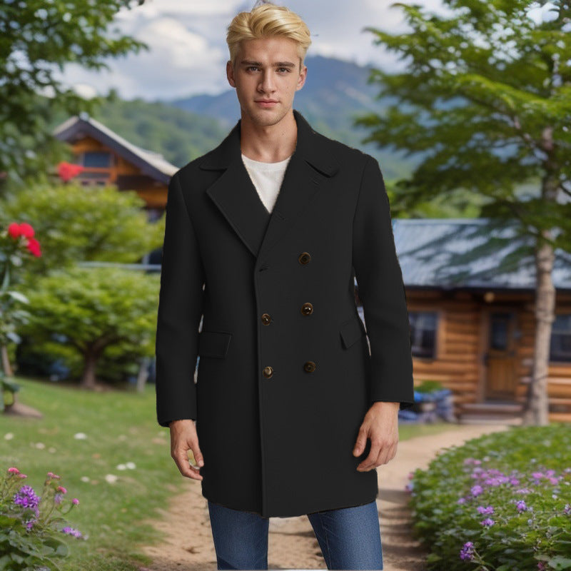 Herren eleganter Doppelreiher-Mantel aus weichem Material Echoarchiv