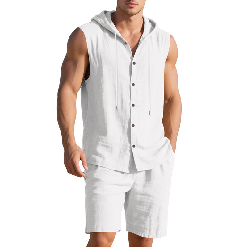 Herren lässiges Kapuzenshirt und Shorts-Set Echoarchiv