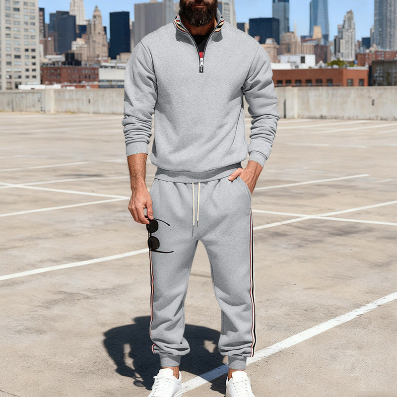 Herren nan stylisches Jogginganzug-Set mit Halbzip, gestreiften Seitenstreifen und konischer Joggerhose Echo Archiv
