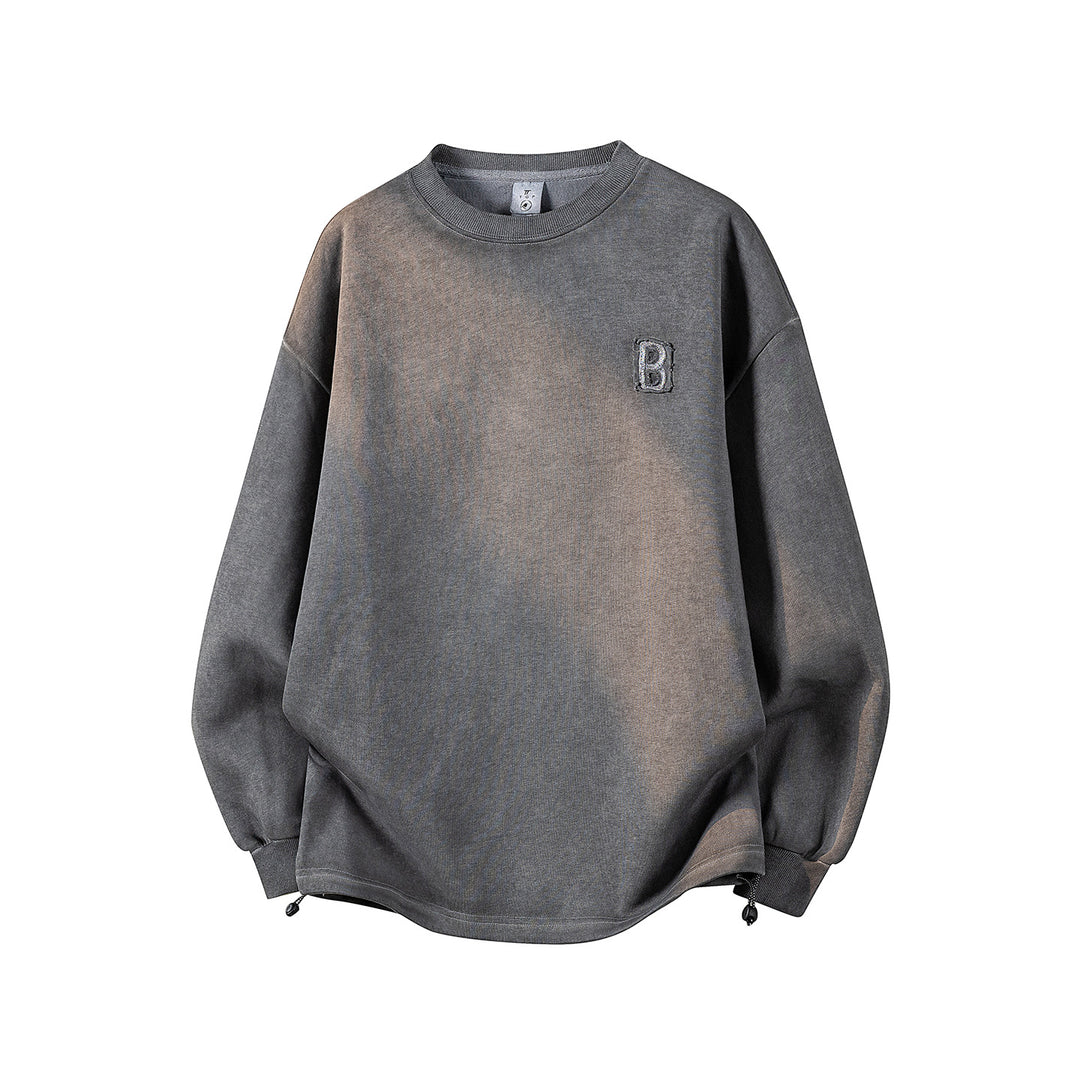 Damen Oversize-Sweatshirt mit gesticktem Schriftzug, abgerundetem Saum & überschnittener Schulter Echoarchiv