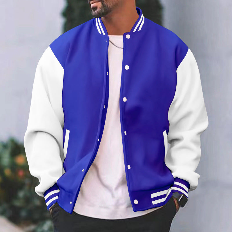 Herren Collegejacke mit kontrastierenden Ärmeln und gestreifter Bündchen Echoarchiv