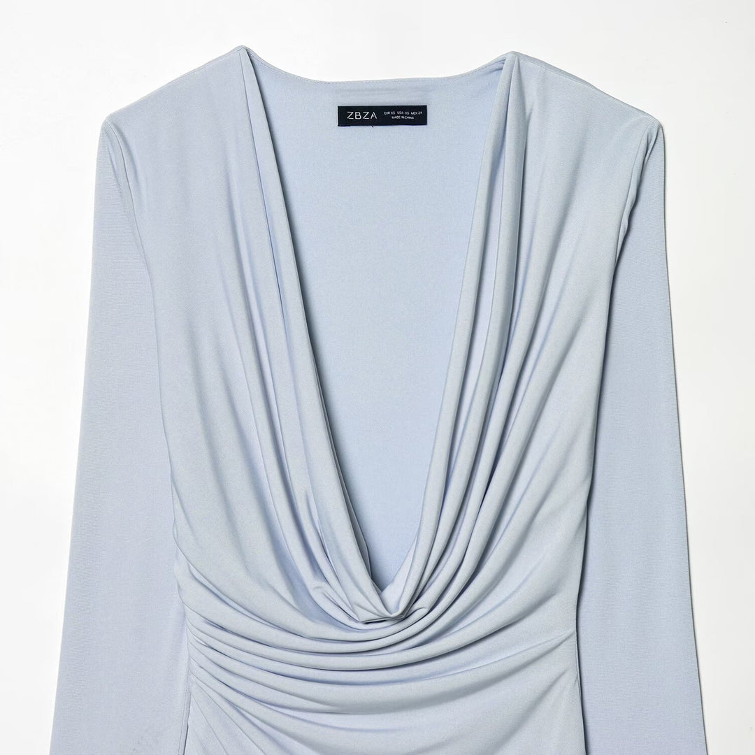 Damen Wickelkleid mit eleganter Drapierung und tiefem V-Ausschnitt Echo Archiv