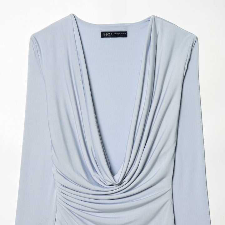 Damen Wickelkleid mit eleganter Drapierung und tiefem V-Ausschnitt Echo Archiv
