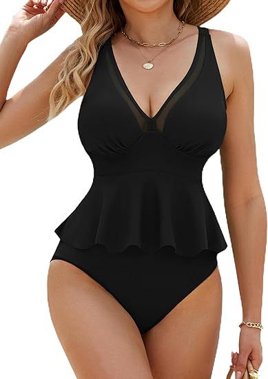 Damen Fließender Peplum-Badeanzug Echo Archiv