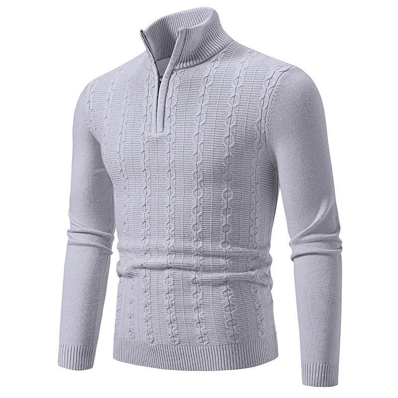 Herren Strickpullover mit modernem Stehkragen und strukturierter Fläche Echoarchiv