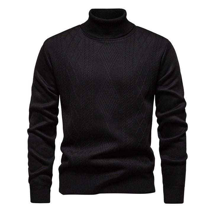 Herren nan Feinstrick-Rollkragenpullover mit strukturierter Zopfmuster-Struktur und körpernahem Schnitt Echo Archiv