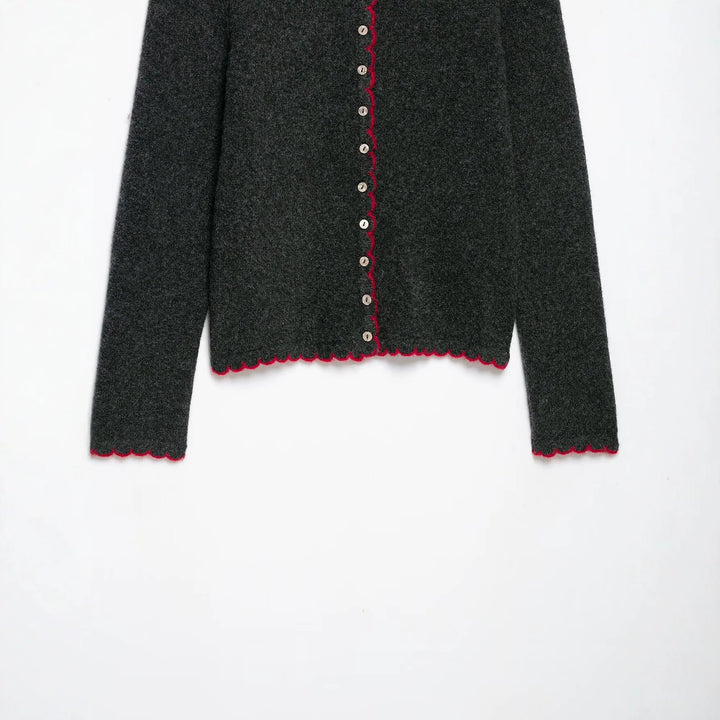 Damen Feinstrick-Cardigan mit Muschelkante und Perlmuttknöpfen Echoarchiv